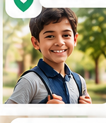 Boy with backpack arriving safe