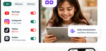 Girl using phone safely apps control