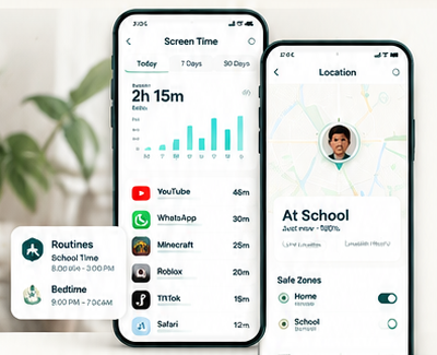 Hayat Family Screen Time and Live Location App Mockups